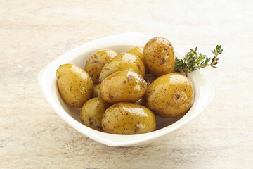 Boiled baby potato in the bowl