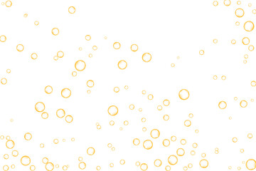 Golden air Bubbles, oxygen, champagne crystal clear isolated on white background modern design. Vector illustration of EPS 10.