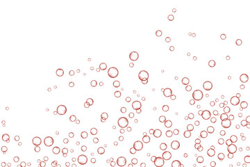 Red air Bubbles, oxygen, champagne crystal clear isolated on white background modern design. Vector illustration of EPS 10.