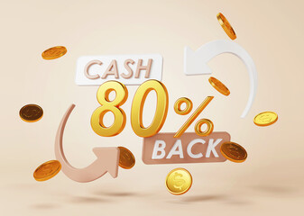 Fototapeta premium Cash back service. Concept of money back and digital payment. 3D rendering.