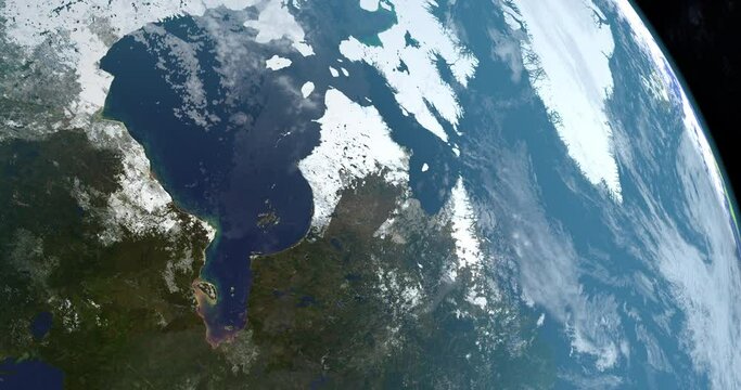 Labrador Peninsula in Earth Planet. Aerial View
