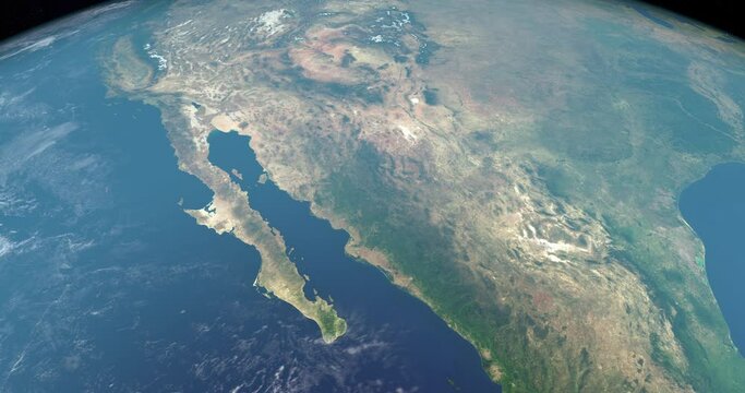 Baja California peninsula in earth planet. Aerial view