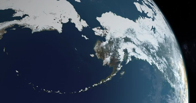 Alaska Peninsula in earth planet. Aerial view from space