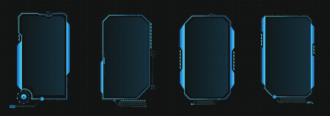 Sci-fi concept design. Futuristic vector HUD interface screen design. Names of digital callouts. Set of futuristic HUD UI GUI screen elements. High-tech screen for video games.  © Jonson Jack