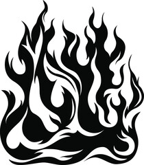 Fire flames isolated on white background. Tribal tattoo design.