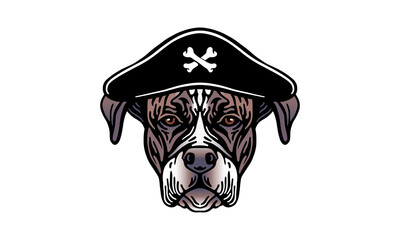 Boxer dog logo pet portrait with hat