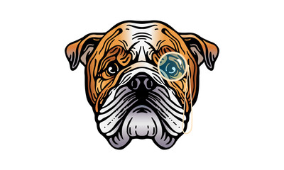 Bulldog dog logo pet portrait with sunglasses