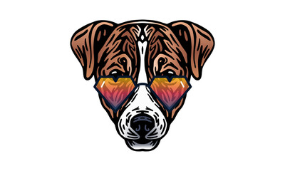 Jack Russell Terrier dog logo pet portrait with sunglasses