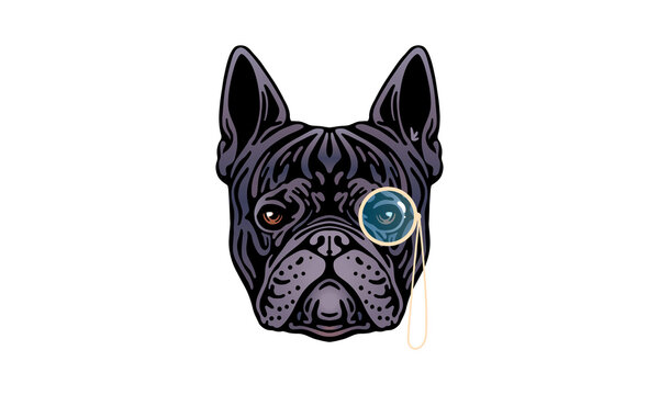 French Bulldog dog logo pet portrait with sunglasses