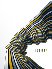 3D abstract lines in perspective vector background, modern trendy design element, cool style layout for ads posters banners and covers, retro template.