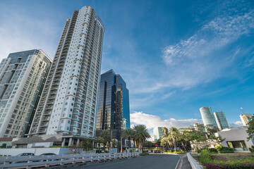 Muntinlupa, Metro Manila, Philippines - The Filinvest Alabang skyline as seen along Corporate...