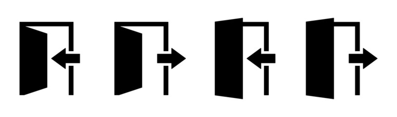 Exit and Entry Door Set Icon, Vector Illustration