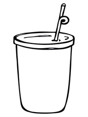 Cute cup of water, milkshake, juice or soda. Drink illustration isolated on a white background. Simple cocktail clipart.