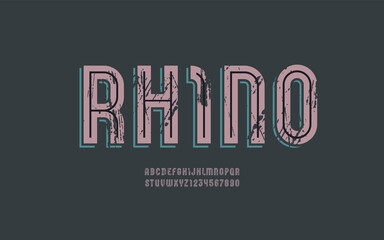 Retro font, old alphabet, letters and numbers