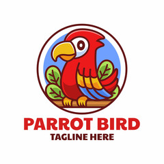 Cute Parrot Cartoon Logo Design