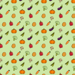 Vegetables pattern with green background