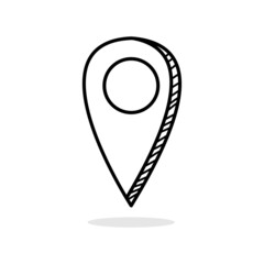 Location icon hand drawn on white background.
