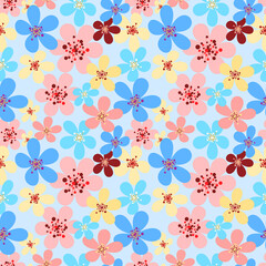 Seamless repeating background of spring blooming flowers