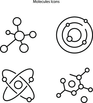 molecule icons isolated on white background. molecule icon thin line outline linear molecule symbol for logo, web, app, UI. molecule icon simple sign.