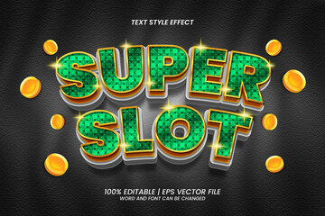 Editable Text Effect Super Slot 3D Realistic