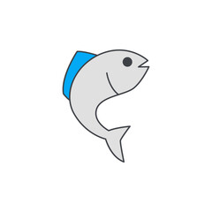 Fish, fishing sign icon in color icon, isolated on white background 