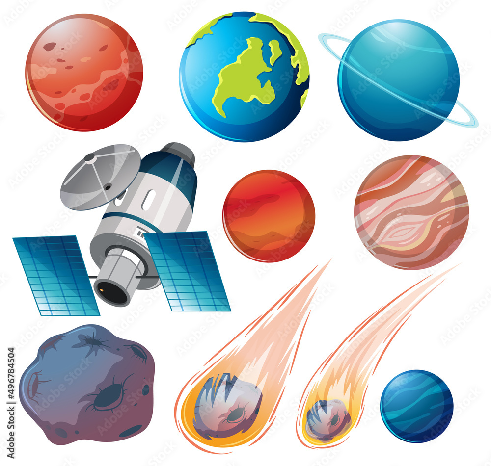 Canvas Prints set of space planets on white background