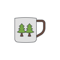 Coffee camping icon in color icon, isolated on white background 