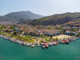 Awesome aerial view of Fethiye coastline in Turkey