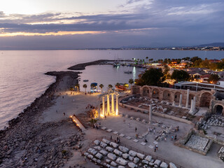 Fototapeta premium Aerial view of the Temple of Apollo in sunset, Side