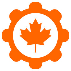 Ahornblatt und Zahnrad