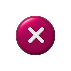 Fototapeta premium Deleting. Close or delete button. Invalid answer, error. 3d vector icon, minimal style. Round Red Prohibition Button. Cancel cross icon.