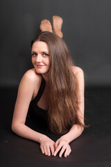 Fototapeta premium studio portrait of a girl with long hair