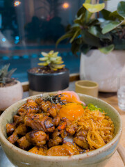 butadon Japanese rice in bowl