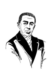 Hand drawn linear portrait historical figure. Sidney Reilly