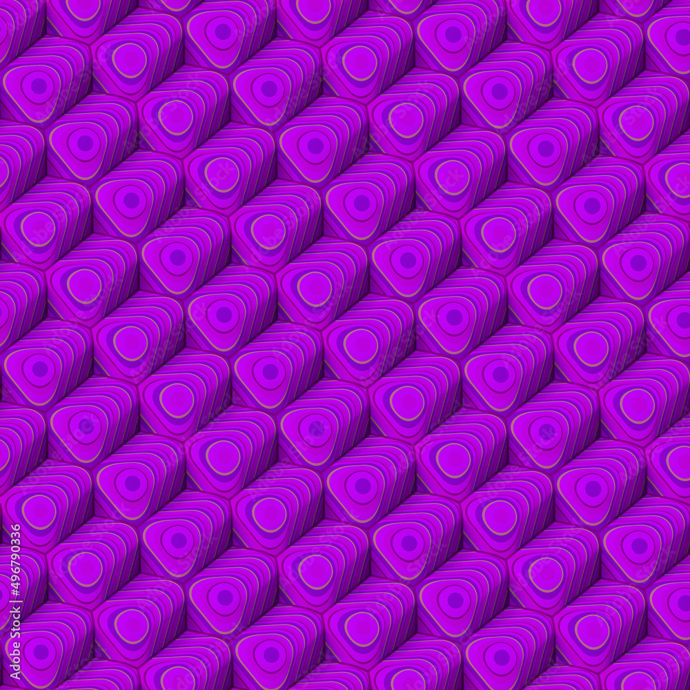 Poster Geometric background of rounded rectangles covered with multicolored striped texture. 3d rendering digital illustration