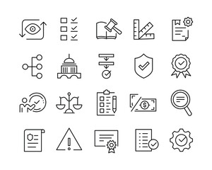 Compliance Icons - Vector Line. Editable Stroke. 
