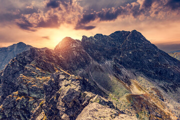 Mountains landcape at sunset. Tatra mountains - obrazy, fototapety, plakaty