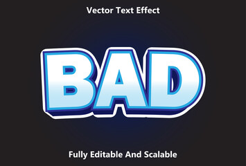 blue and black color bad text effect editable.