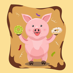 Cute pig animal cartoon illustration