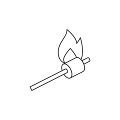 Burning marshmallow icon line style icon, style isolated on white background