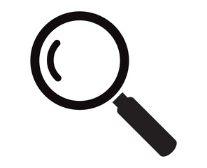 Black magnifying glass icon isolated on white. Search icon in flat style. Trendy magnifying glass icon for search and zoom symbol, sign, ui, web site and magnifier logo. Modern magnifying glass vector