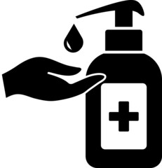 Sanitize your hands concept, liquid hand wash bottle vector isolated. - obrazy, fototapety, plakaty