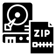 ZIP glyph icon,linear,outline,graphic,illustration