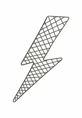 Lightning hand drawn icon vector for social net. Flash energy, caution icons, attention illustration for social net story, web, banner.