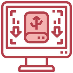 Fototapeta premium RECOVERY red line icon,linear,outline,graphic,illustration