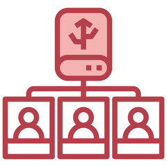 SERVER red line icon,linear,outline,graphic,illustration