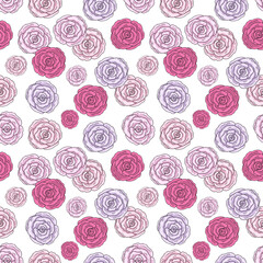 Simless pattern with roses. Graphic design for fabric, wrapping paper and other uses. 