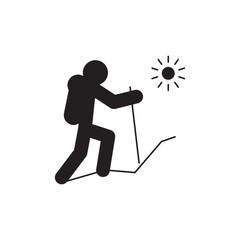 Backpack, hiker outdoors icon in black flat glyph, filled style isolated on white background