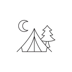 Night Camping, tent and moon icon line style icon, style isolated on white background