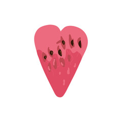 Watermelon in the shape of a heart. Watermelon flat design isolated
